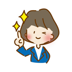 ウインクしながら指をさすゆるくて可愛い会社員の女性