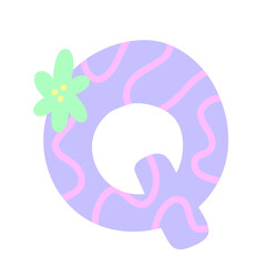 Lettre Q d'un alphabet coloré avec un motif