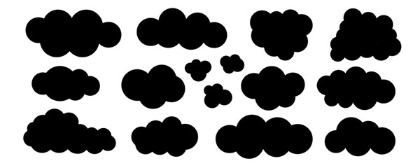 Simple black silhouette clouds set