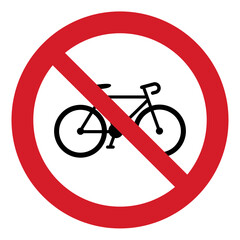 ISO prohibition safety signs_no bicycles symbol and pictogram only size 1 x 1 round shape