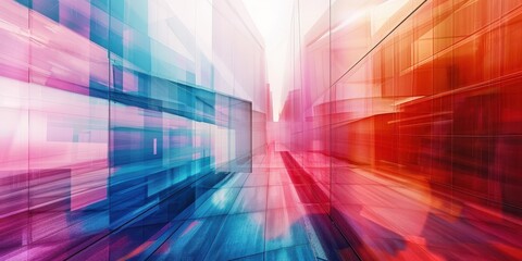 Abstract architectural background with vibrant colors creating depth and motion