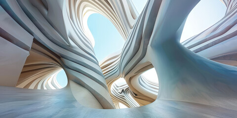 Obraz premium Exploring the depths of abstract architecture with flowing lines and open spaces