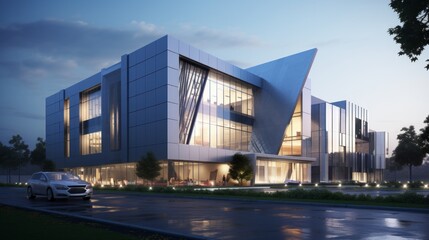 Obraz premium Modern medical center building exterior detail. Neural network ai generated art