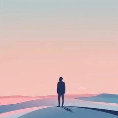 Obraz premium Main minimalistic background person stands alone