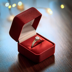Pierścionek zaręczynowy w czerwonym pudełku