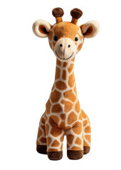 Adorable giraffe plush toy with a smiling face on transparent background   © Karina