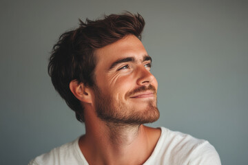 Obraz premium A close up of a man's face with his eyes closed