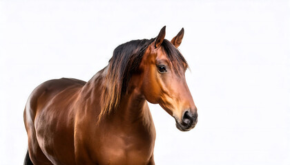 Obraz premium bay horse white background