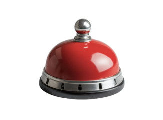 Classic red service bell on transparent background
