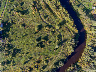 Aerial View of Field with River