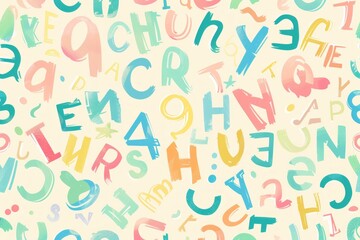 pattern background with all the alphabet letters, pastel colors