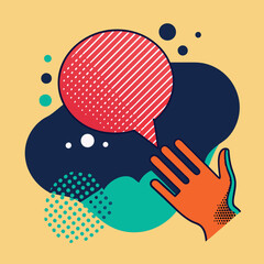 hand holding a blank speech bubble