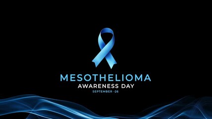 Mesothelioma awareness day. blue color ribbon wave motion.