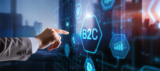 B2C business to consumer concept 2024 on virtual screen