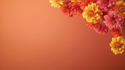 Obraz premium Marigold garlands, hanging decor, festive atmosphere, 3D illustration