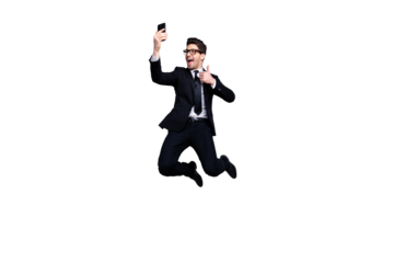 Full length body size view portrait of his he nice attractive cheerful guy white collar professional executive manager financier showing thumbup agent broker isolated over light gray background