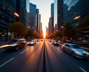 Fototapeta premium Urban Rush Hour: Capturing the Chaos and Beauty of a Busy City