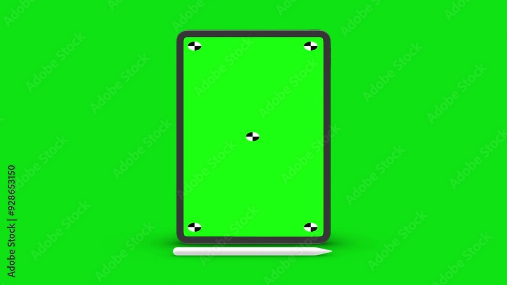 Wall mural 3d render of smartphone with green screen and tracking marks – rotations and movements in vertical a