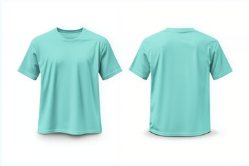 Turquoise Blank T-Shirt Mockup - Front and Back View.