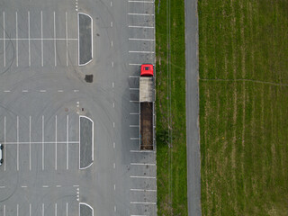 Truck on Parking Lot, Top View