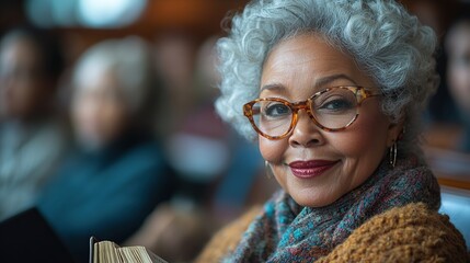 Bible reading group for senior members at the community center club.