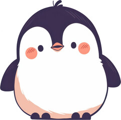 Cute Cartoon Penguin with Round Body