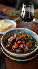 Beef bourguignon in a restaurant