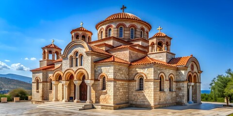 Obraz premium Traditional Greek church in Artemida, Attica region, featuring stunning architecture and religious symbolism