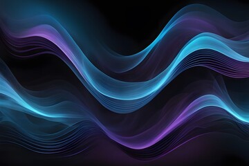 Obraz premium Abstract music wave with rhythmic lines and curves in shades of blue purple and black, Ai Generated