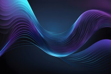 Obraz premium Abstract music wave with rhythmic lines and curves in shades of blue purple and black, Ai Generated