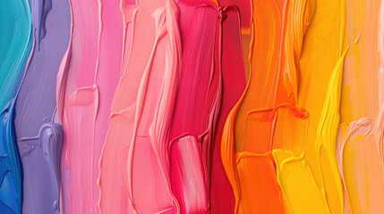 Abstract colorful paint texture with vibrant strokes in blue, purple, pink, red, orange, and yellow tones creating a vivid artistic background