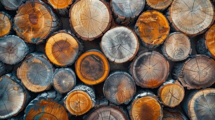 Wood stumps piles background illustration generated by ai