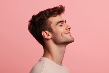 Fototapeta premium A close up of a man's face with his eyes closed