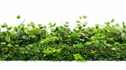 Obraz premium Green leaves & moss on white