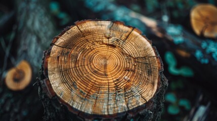 Wood forest stump pile background illstration generated by ai