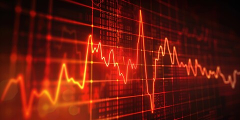 A dynamic heartbeat waveform displaying vibrant red tones against a dark background, symbolizing health and vitality.