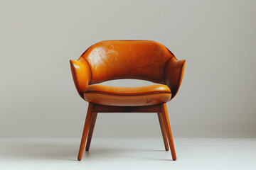 Vintage Leather Armchair with Wooden Legs - Powered by Adobe