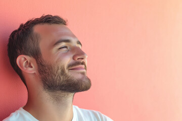 Fototapeta premium A close up of a man's face with his eyes closed