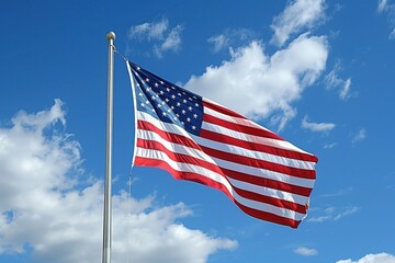 Obraz premium The American flag is waving in the wind