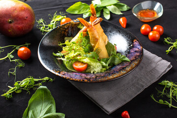 shrimp salad with mango and herbs