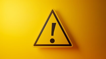 3D Vector Yellow Warning Sign with Exclamation Mark Concept