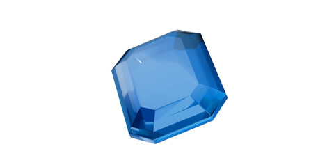 Sapphire Gem on transparent background, blue gemstone diamond isolated.