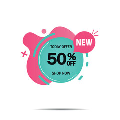 50% OFF. Marketing announcement for a special offer. Discount promotion. Advertising flat icon. Vector illustration for advertising poster and promotion.