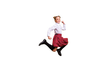 Full length body size view of her she nice lovely attractive cheerful cheery positive careless...