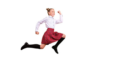 Full length body size view of her she nice lovely attractive cheerful cheery strong pre-teen girl...