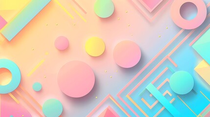 Pastel Geometric Abstract Background with 3D Shapes
