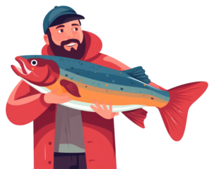 PNG Fish fisherman holding animal.