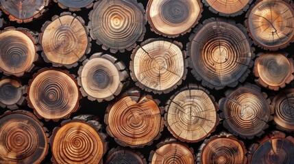 Wood stumps piles background illustration generated by ai