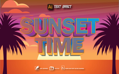 sunset time text effect