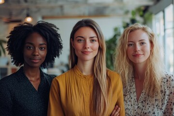 Fototapeta premium Multiracial business women working inside modern office, Generative AI